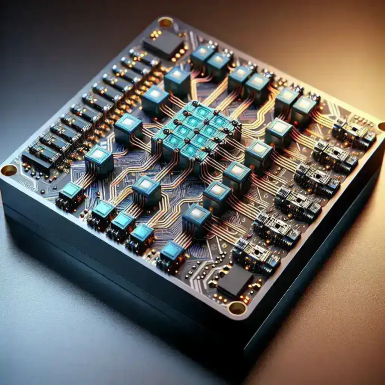 "Majorana 1: Imagen del chip cuántico topológico con 8 cúbits desarrollado para avanzar en la computación cuántica, destacando su diseño innovador y capacidades técnicas."